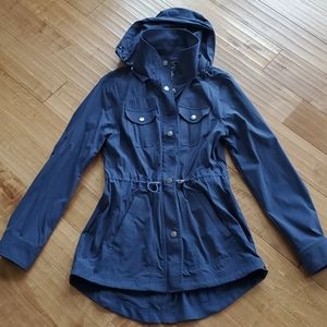 LLBean Navy drawstring Rain Jacket XXS